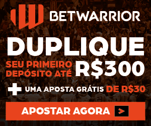 Bônus de boas vindas de 100% até R$300 na Betwarrior